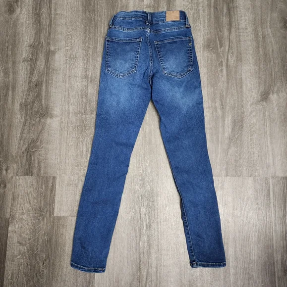 Aeropostale Jeans Women Sz 0 Short High Rise Jegging Distressed Denim Blue - Picture 2 of 7